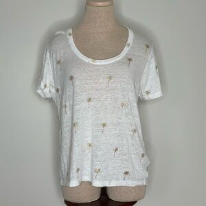Rails  Luna Metallic Palm Tree Linen-Blend Graphic T-Shirt Size Large